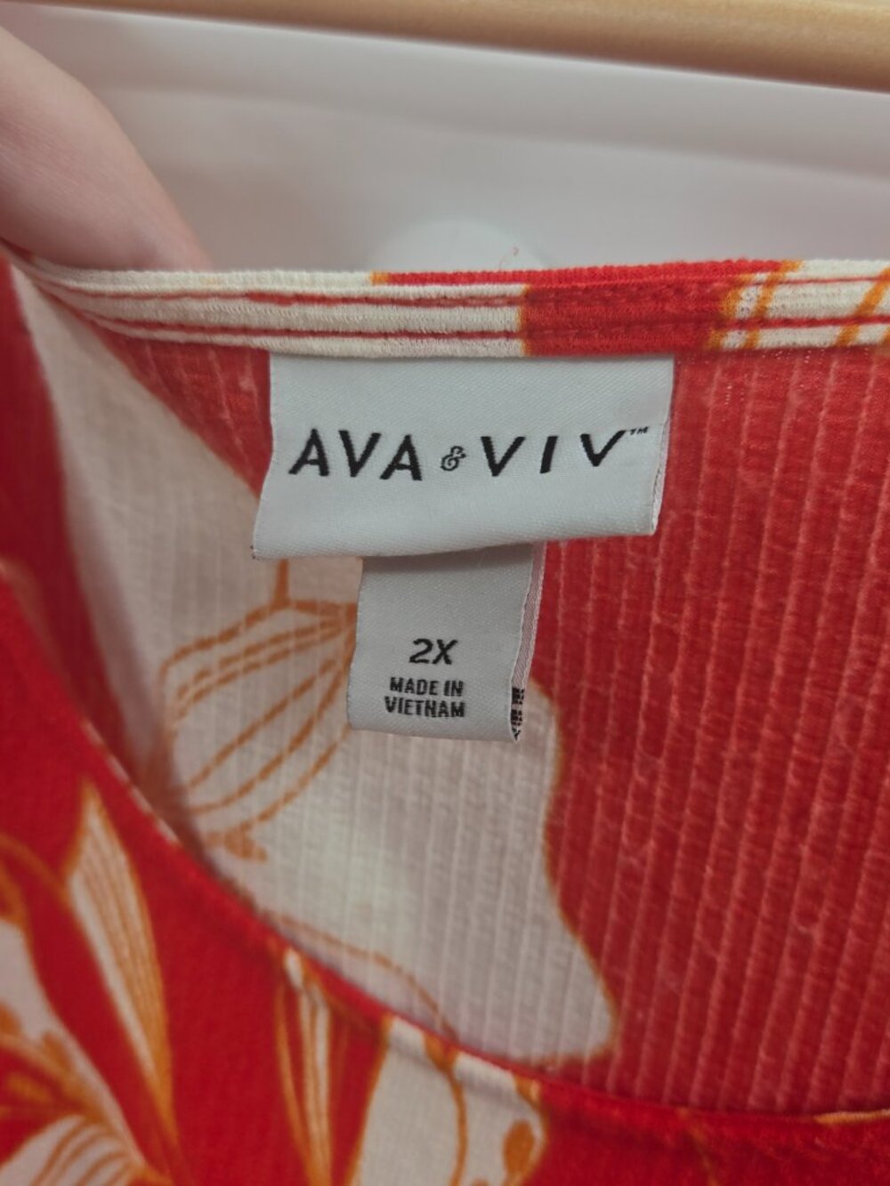 Ava and Viv Red Cream Tropical Floral Sleeveless Tiered Midi Dress Size 2x - Picture 7 of 13